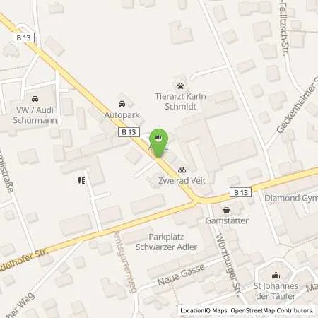 Standortübersicht der Tankstelle Aral Tankstelle in 97215 Uffenheim