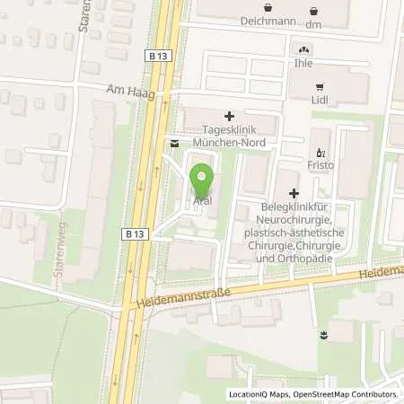 Standortübersicht der Tankstelle Aral Tankstelle in 80939 München