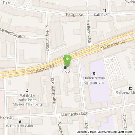 Standortübersicht der Tankstelle Nürnberg Sulzbacher Strasse 24-26 in 90489 Nürnberg