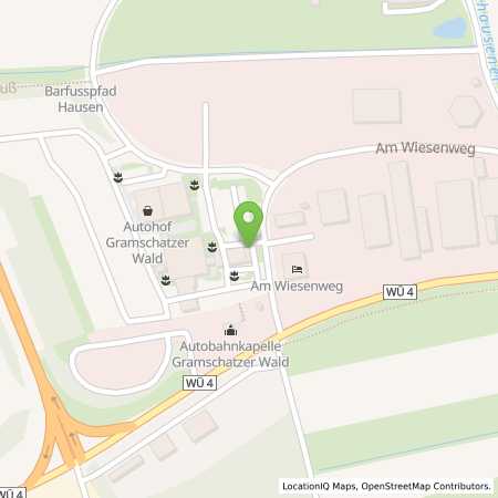 Standortübersicht der Benzin-Super-Diesel Tankstelle: Shell Hausen B.Wuerzburg Am Wiesenweg in 97262, Hausen B.Wuerzburg