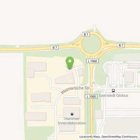 Standortübersicht der Tankstelle Globus Handelshof GmbH & Co. KG Betriebsstätte Isserstedt in 07751 Isserstedt