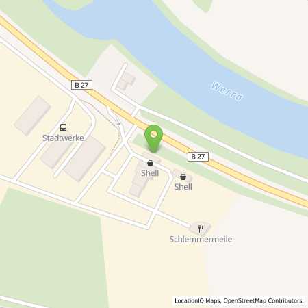 Standortübersicht der Benzin-Super-Diesel Tankstelle: Shell Bad Sooden-Allendorf Auf Dem Steineckel 16 in 37242, Bad Sooden-Allendorf