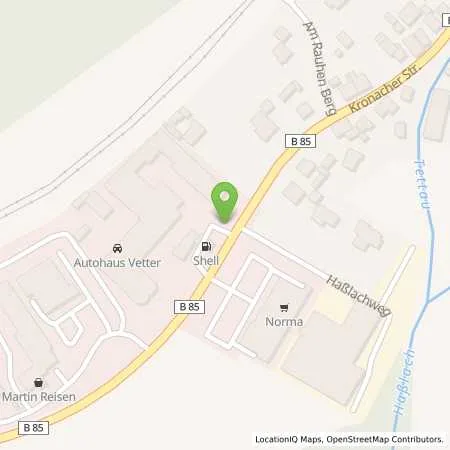 Standortübersicht der Tankstelle Shell Pressig Kronacher Str. 22 in 96332 Pressig