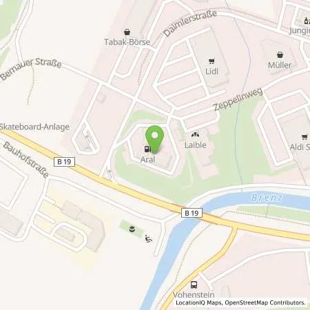 Standortübersicht der Tankstelle Aral Tankstelle in 89542 Herbrechtingen