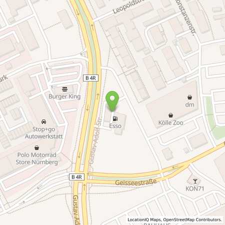 Standortübersicht der Benzin-Super-Diesel Tankstelle: Esso Tankstelle in 90439, NUERNBERG