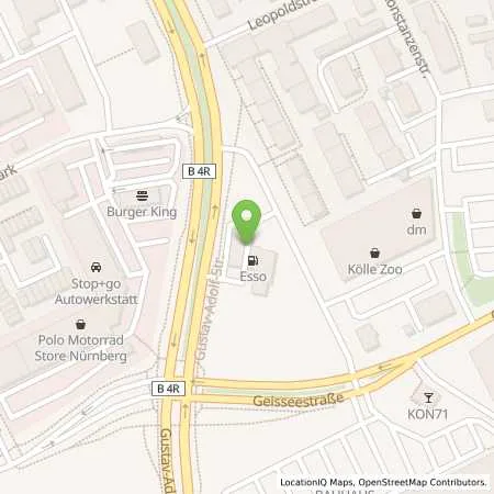 Standortübersicht der Tankstelle Esso Tankstelle in 90439 NUERNBERG