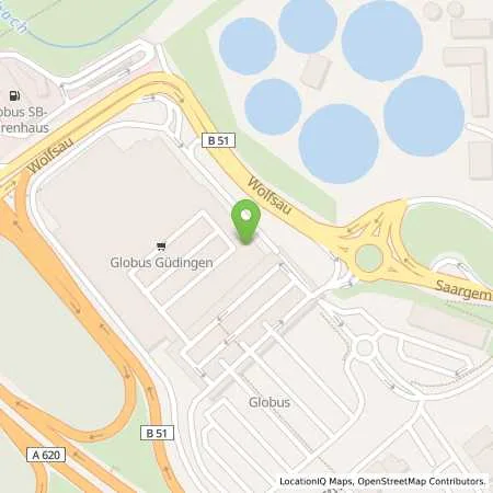 Standortübersicht der Tankstelle Globus Handelshof St. Wendel GmbH & Co. KG Betriebsstätte Güdingen in 66130 Saarbrücken