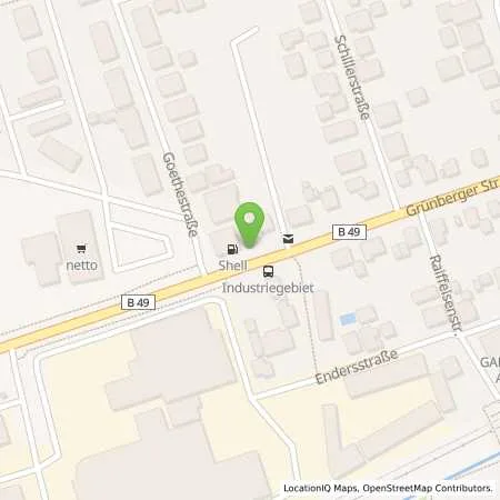 Standortübersicht der Tankstelle Shell Reiskirchen Grünberger Str. 1 in 35447 Reiskirchen
