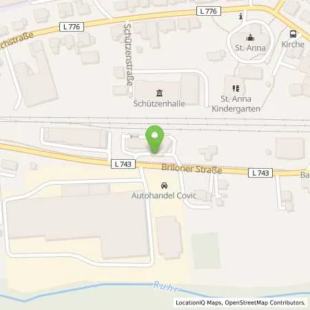 Standortübersicht der Tankstelle Fricke in 59909 Bestwig