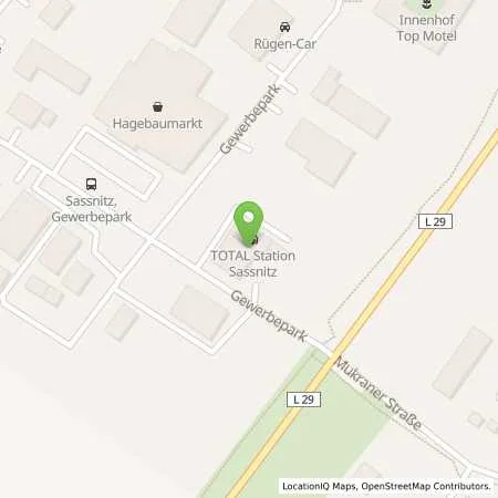 Standortübersicht der Tankstelle TotalEnergies Sassnitz in 18546 Sassnitz