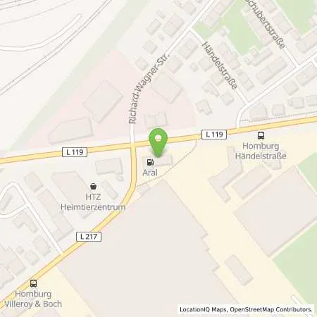 Standortübersicht der Tankstelle Aral Tankstelle in 66424 Homburg