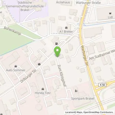 Standortübersicht der Tankstelle Aral Tankstelle in 33034 Brakel