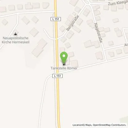 Standortübersicht der Tankstelle Römer GmbH in 54411 Hermeskeil