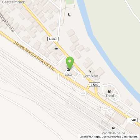 Standortübersicht der Benzin-Super-Diesel Tankstelle: Esso Tankstelle in 76744, WOERTH