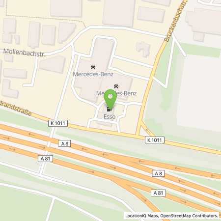 Standortübersicht der Benzin-Super-Diesel Tankstelle: Esso Tankstelle in 71229, LEONBERG