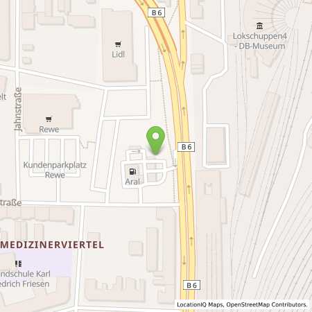 Standortübersicht der Benzin-Super-Diesel Tankstelle: Aral Tankstelle in 06112, Halle