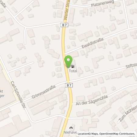 Standortübersicht der Benzin-Super-Diesel Tankstelle: TotalEnergies Menden in 58706, Menden