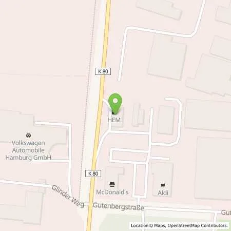 Standortübersicht der Tankstelle Glinde, Gutenbergstr. 1-3 in 21509 Glinde