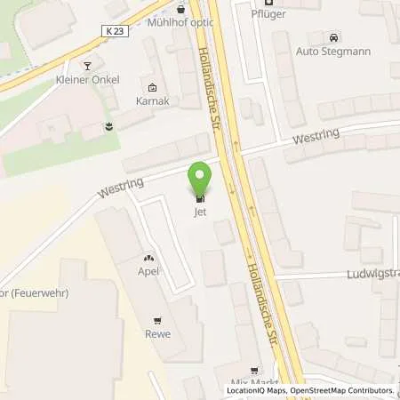 Standortübersicht der Tankstelle JET KASSEL HOLLAENDISCHE STR. 59 in 34127 KASSEL