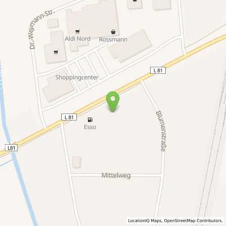 Standortübersicht der Tankstelle Esso Tankstelle in 49163 BOHMTE