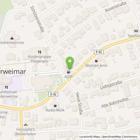 Standortübersicht der Tankstelle WEIMAR/NIEDER-WEIMAR - HERBORNER ST in 35096 Weimar/Nieder (Weimar)