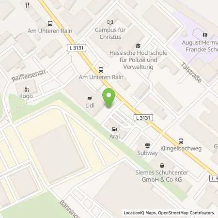 Standortübersicht der Tankstelle Aral Tankstelle in 35394 Gießen