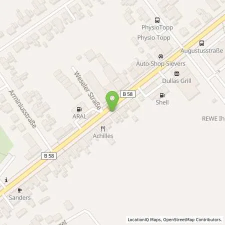 Standortübersicht der Tankstelle Aral Tankstelle in 45721 Haltern