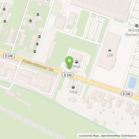 Standortübersicht der Benzin-Super-Diesel Tankstelle: Aral Tankstelle in 39387, Oschersleben