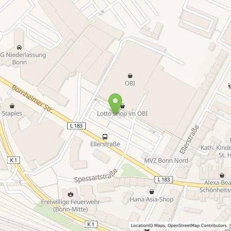 Standortübersicht der Tankstelle Energie- und Wasserversorgung Bonn/Rhein-Sieg GmbH in 53119 Bonn