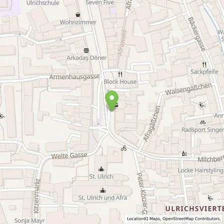 Standortübersicht der Tankstelle Stadtwerke Augsburg Energie GmbH in 86150 Augsburg