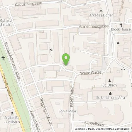 Standortübersicht der Tankstelle Stadtwerke Augsburg Energie GmbH in 86150 Augsburg