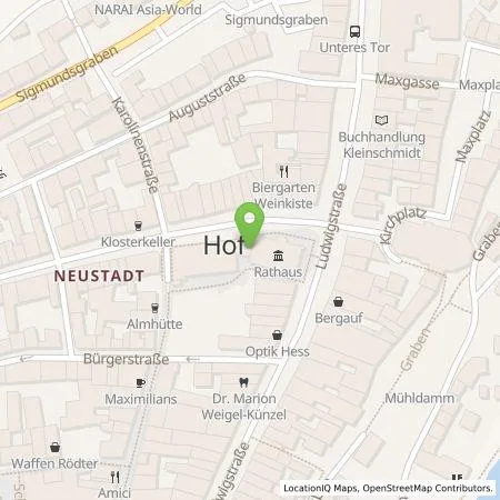 Standortübersicht der Tankstelle N-ERGIE Aktiengesellschaft in 95028 Hof