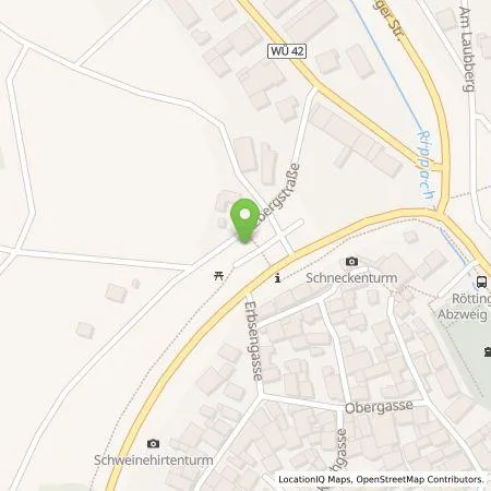 Standortübersicht der Tankstelle Überlandwerk Schäftersheim GmbH & Co. KG in 97285 Röttingen