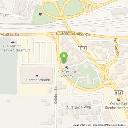 Standortübersicht der Tankstelle Überlandwerk Schäftersheim GmbH & Co. KG in 97199 Ochsenfurt