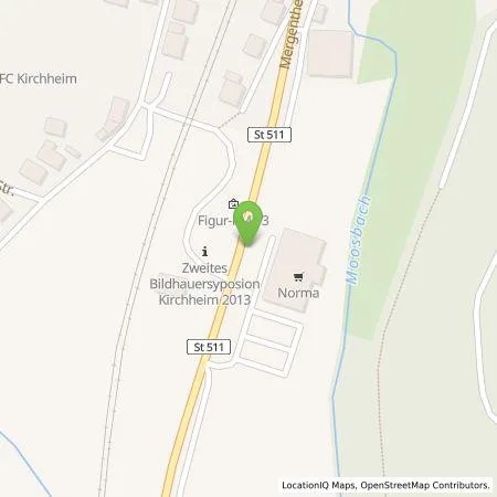 Standortübersicht der Tankstelle Überlandwerk Schäftersheim GmbH & Co. KG in 97268 Kirchheim