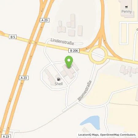 Standortübersicht der Tankstelle Shell Deutschland GmbH in 25524 Itzehoe