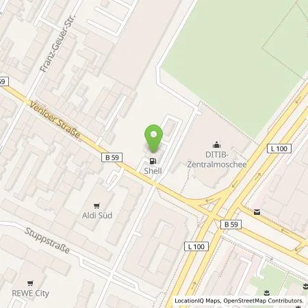 Standortübersicht der Tankstelle Shell Deutschland GmbH in 50823 Koeln