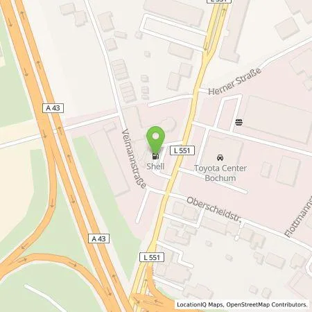 Standortübersicht der Tankstelle Shell Deutschland GmbH in 44807 Bochum