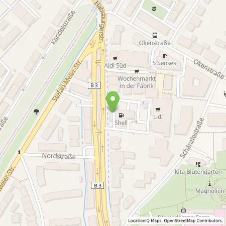 Standortübersicht der Tankstelle Shell Deutschland GmbH in 79104 Freiburg Im Breisgau