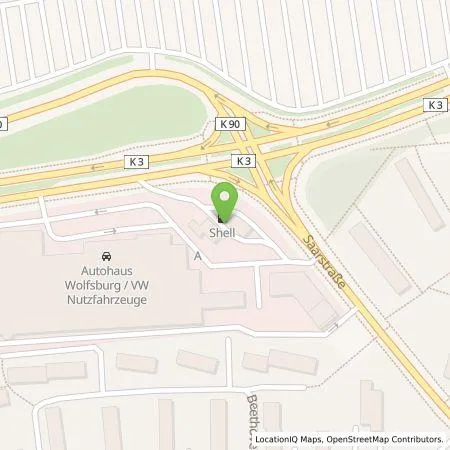 Standortübersicht der Tankstelle Shell Deutschland GmbH in 38440 Wolfsburg