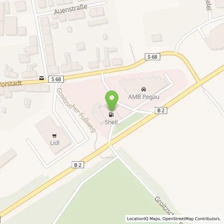 Standortübersicht der Tankstelle Shell Deutschland GmbH in 04523 Pegau