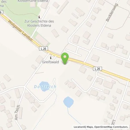 Standortübersicht der Tankstelle Universitäts- und Hansestadt Greifswald, juristische Person des öffentlichen Rechts, Gebietskörperschaft in 17493 Greifswald