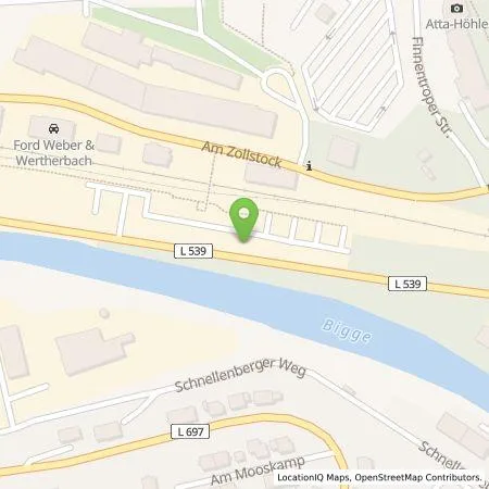 Standortübersicht der Tankstelle BIGGE ENERGIE GmbH & Co. KG in 57439 Attendorn