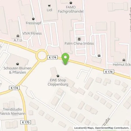 Standortübersicht der Tankstelle EWE Go GmbH in 49661 Cloppenburg