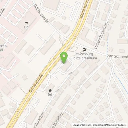 Standortübersicht der Tankstelle EWE Go GmbH in 88212 Ravensburg