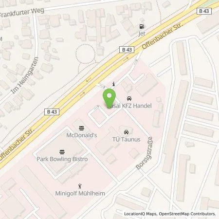 Standortübersicht der Tankstelle EWE Go GmbH in 63165 Mühlheim am Main