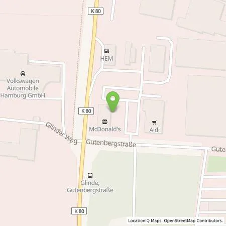 Standortübersicht der Tankstelle EWE Go GmbH in 21509 Glinde