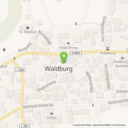 Standortübersicht der Tankstelle EnBW mobility+ AG und Co.KG in 88289 Waldburg