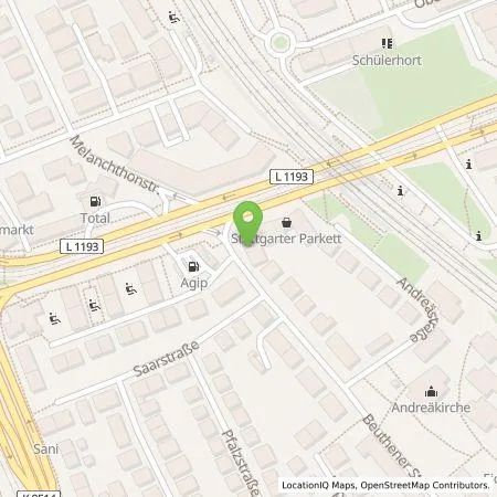 Standortübersicht der Tankstelle EnBW mobility+ AG und Co.KG in 70374 Stuttgart