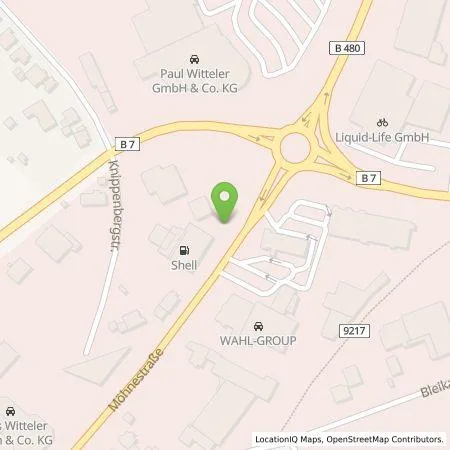 Standortübersicht der Tankstelle EnBW mobility+ AG und Co.KG in 59929 Brilon